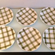 Set of six Moulin des Loups dessert plates, Nappe green model/ 50s-60s