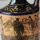 Greek Amphora Vase/Scenes of life Greek Mythology. Signed KA. Handmade in Greece, gilded with 24c fine gold. High 22.5 cm