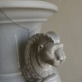 XXL white lion head neo-classical amphora vase from the Empire Consulate.