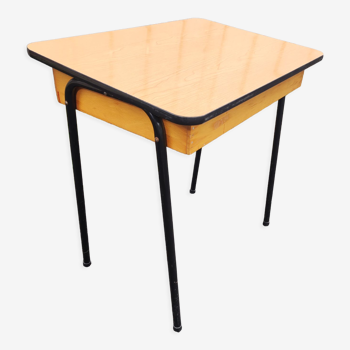 Bureau pupitre enfant plateau formica pieds compas acier vintage 60 70 s