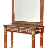 Console topped with an Empire-style mirror.