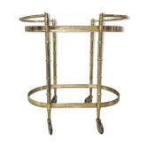 1960s golden bamboo metal serving trolley
