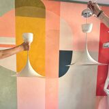 Pair of vintage mushroom pendant lights