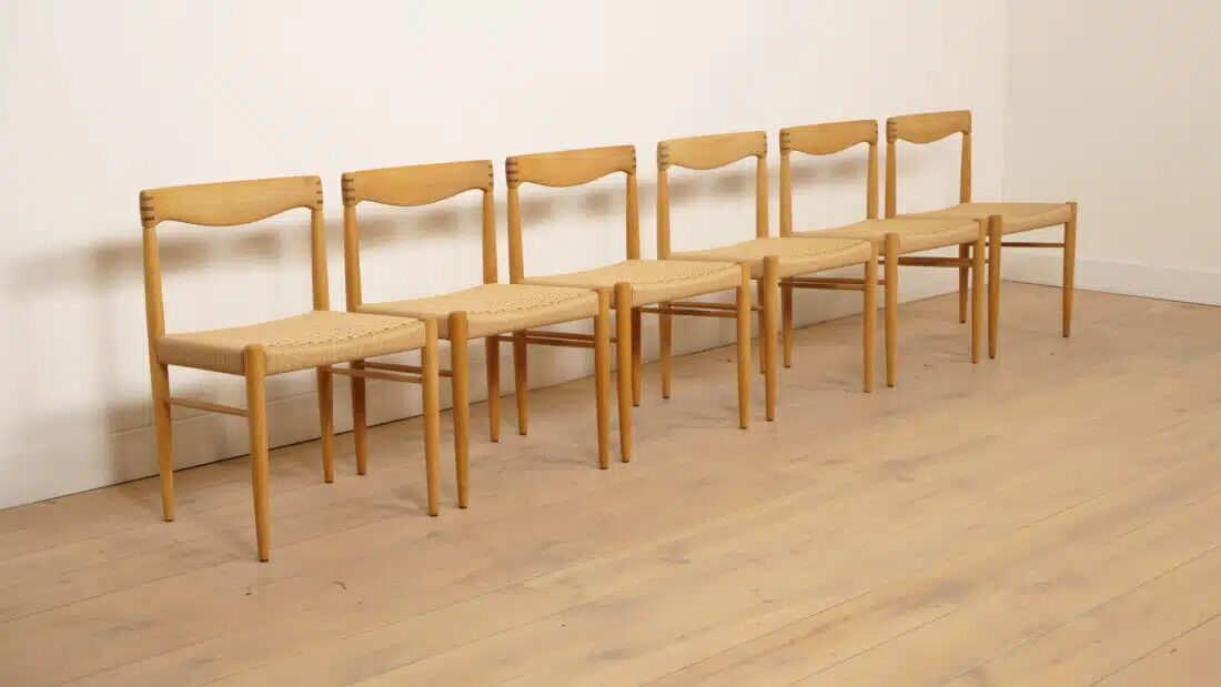 6 x dining chair | Bramin | H.W. Klein | Soaped oak | Restored