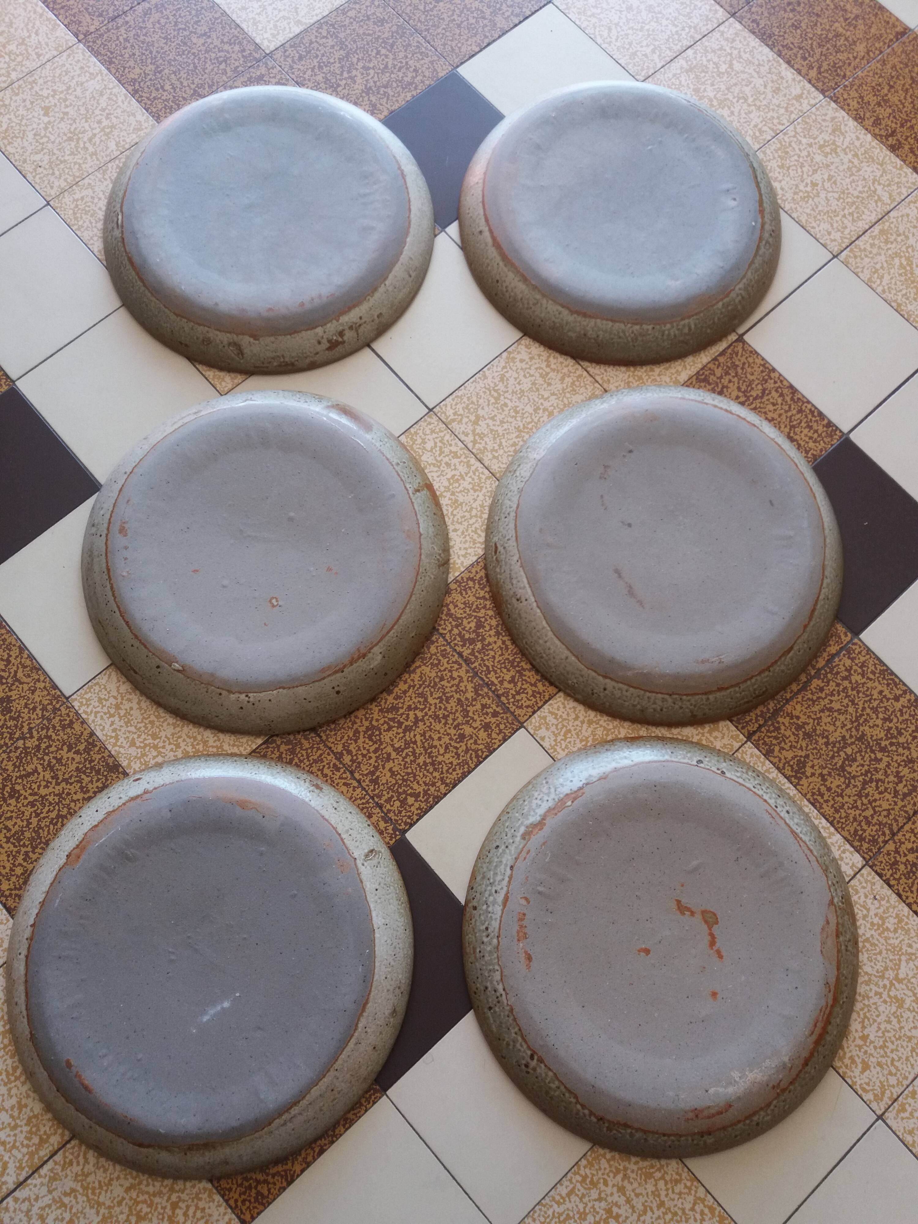 Puisaye stoneware dinner plates by Jean-Pierre Prud'homme