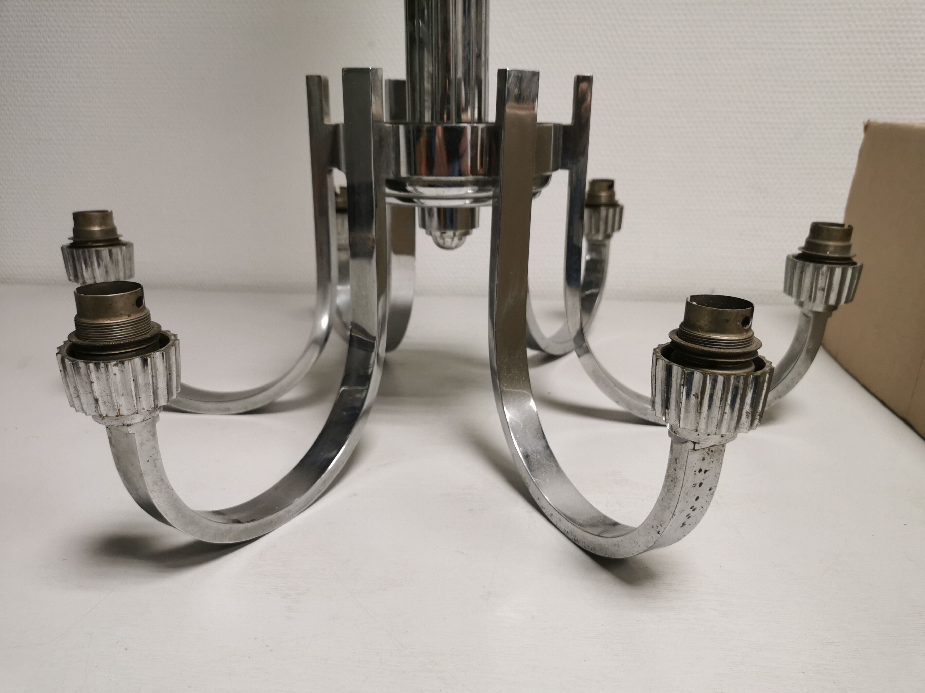 Petitot art deco chandelier, opalescent glass