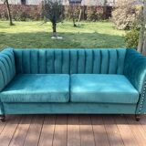 Canapé Chesterfield en velours vert émeraude