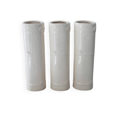 Série de 3 vases bambou ivoires