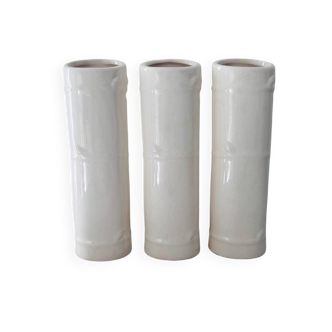 Set of 3 ivory bamboo vases