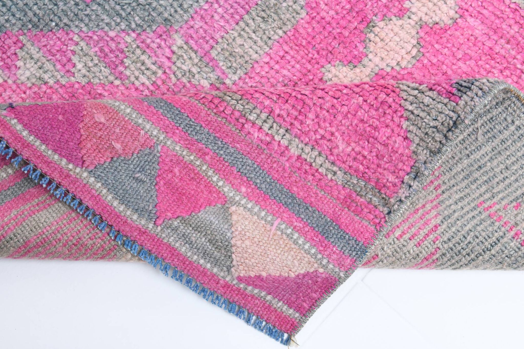 Pink Handmade Runner Rug, 82x336Cm