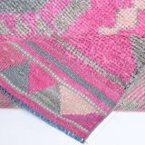 Pink Handmade Runner Rug, 82x336Cm