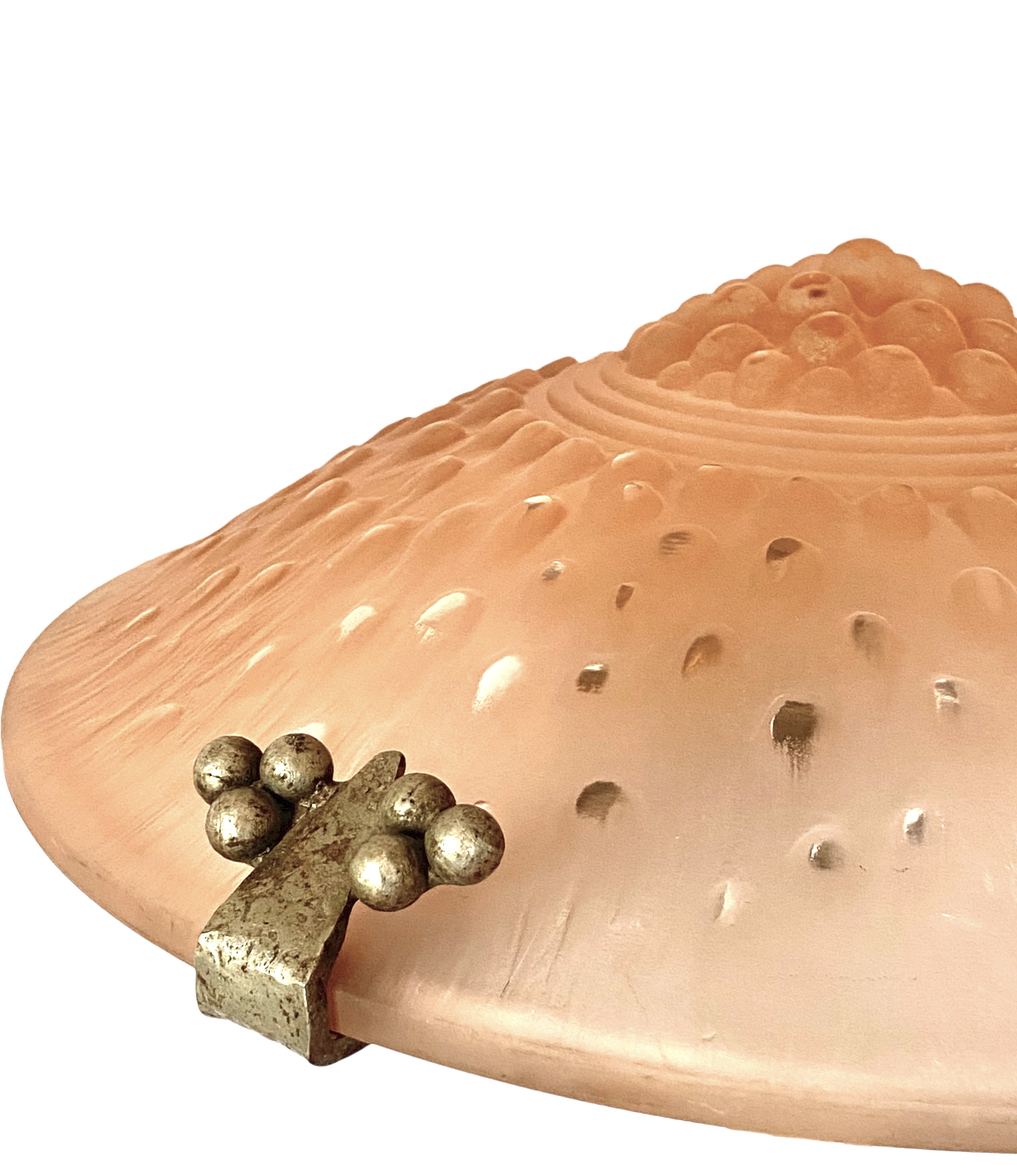 Monumental art deco pink table lamp, Muller frères Luneville, France, ca 1920s