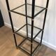Pair of black lacquered metal and brass shelves. Guy Lefèvre for Maison Jansen. Circa 1970.