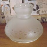 French Vintage White Opaque Glass Lantern Style Patterned Replacement Shade