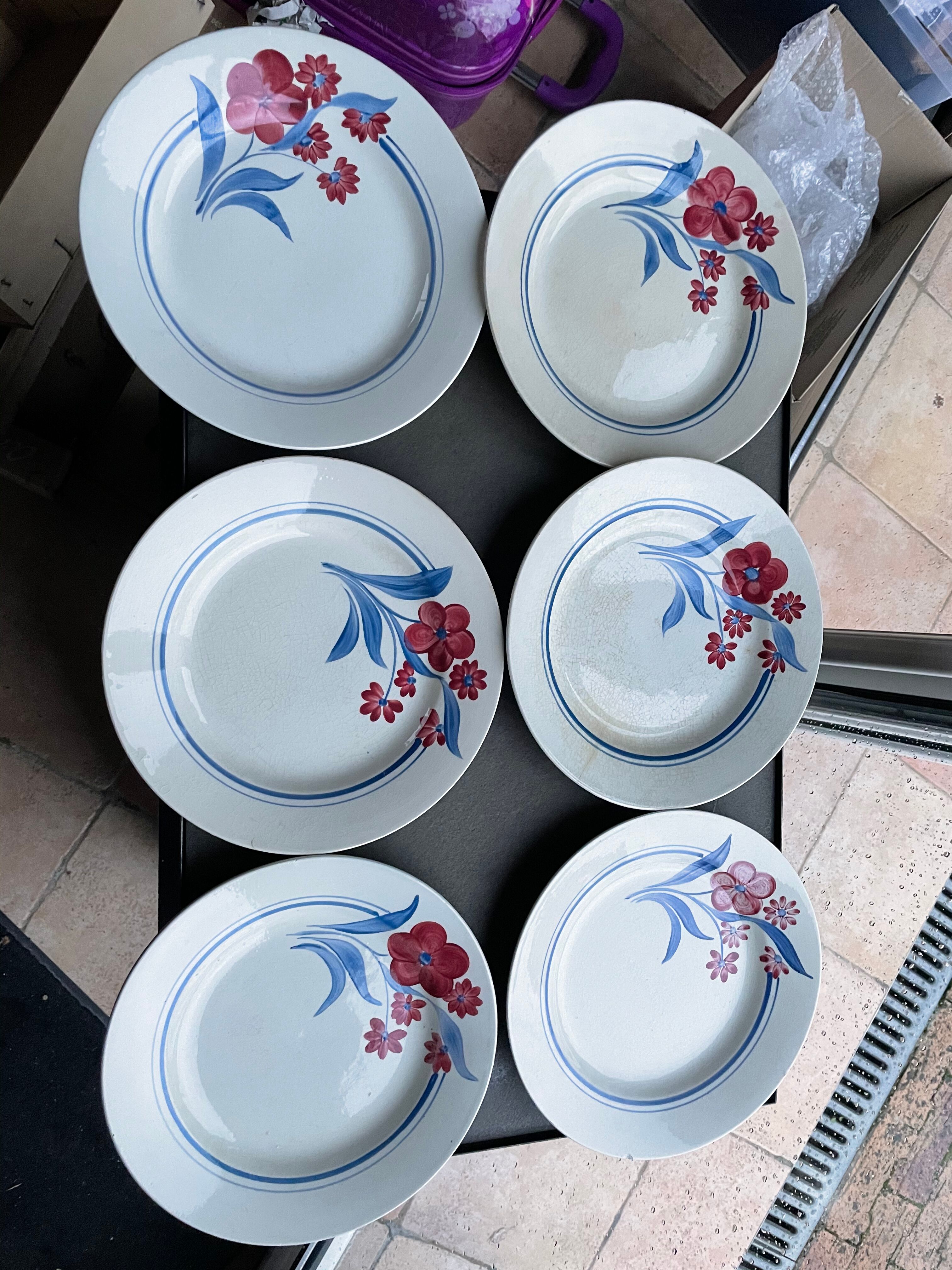 6 porcelain dessert plates from Gien pontoise