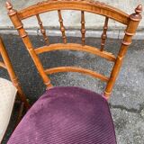 2 Napoleon III chairs in solid wood and velvet fabric