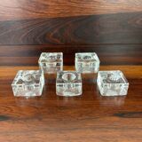 5 molded glass ice cube candle holders