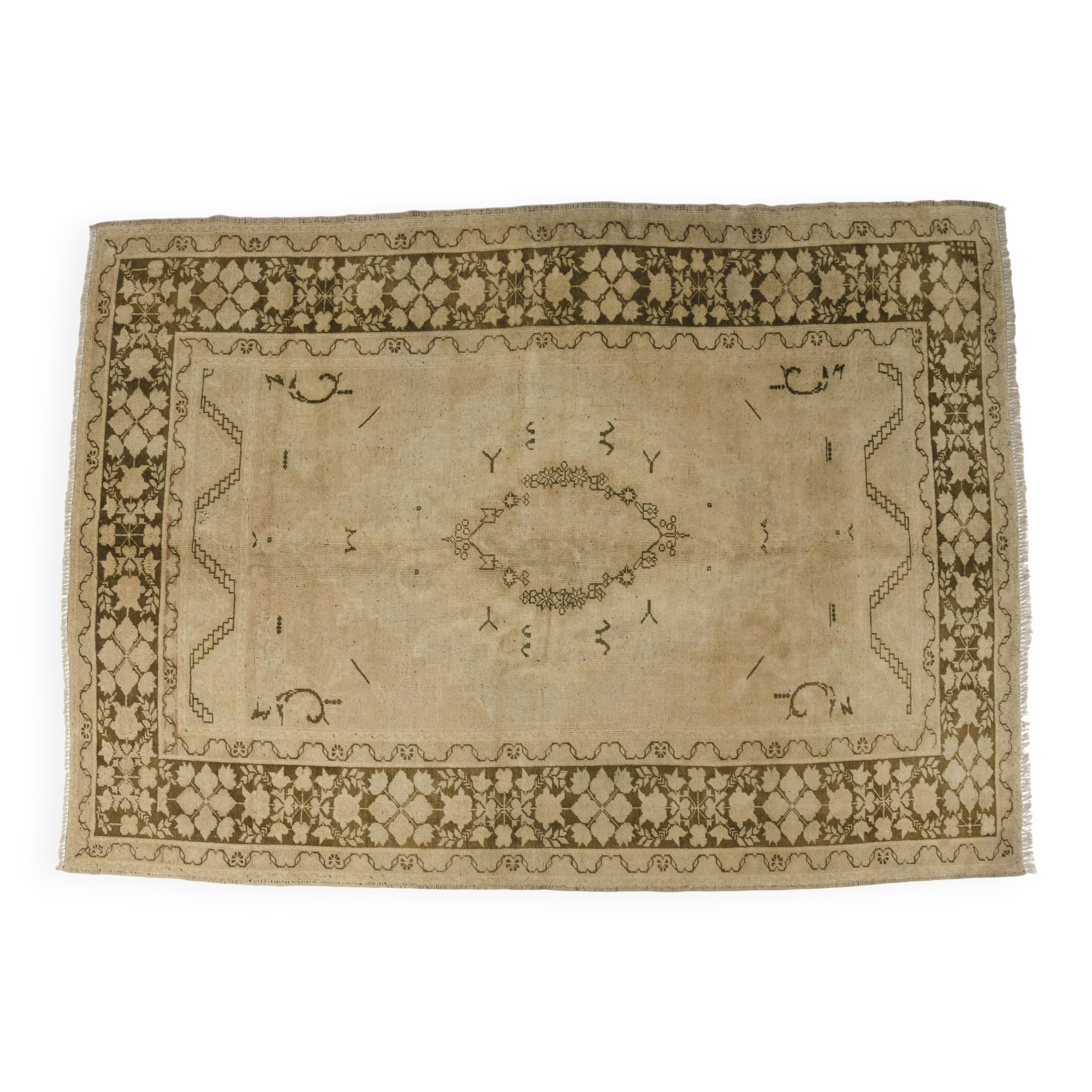 Oushak Handknotted Vintage Floor Rug