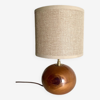 Wooden lamp, 2m fabric cable, fabric lampshade