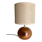 Wooden lamp, 2m fabric cable, fabric lampshade