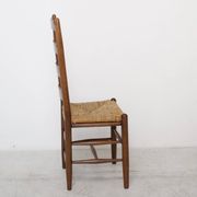Architectural high-back chairs, straw seat, set of 4.