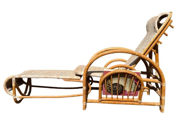 Chaise longue Vintage en Rotin et Bambou des années 60 Italie