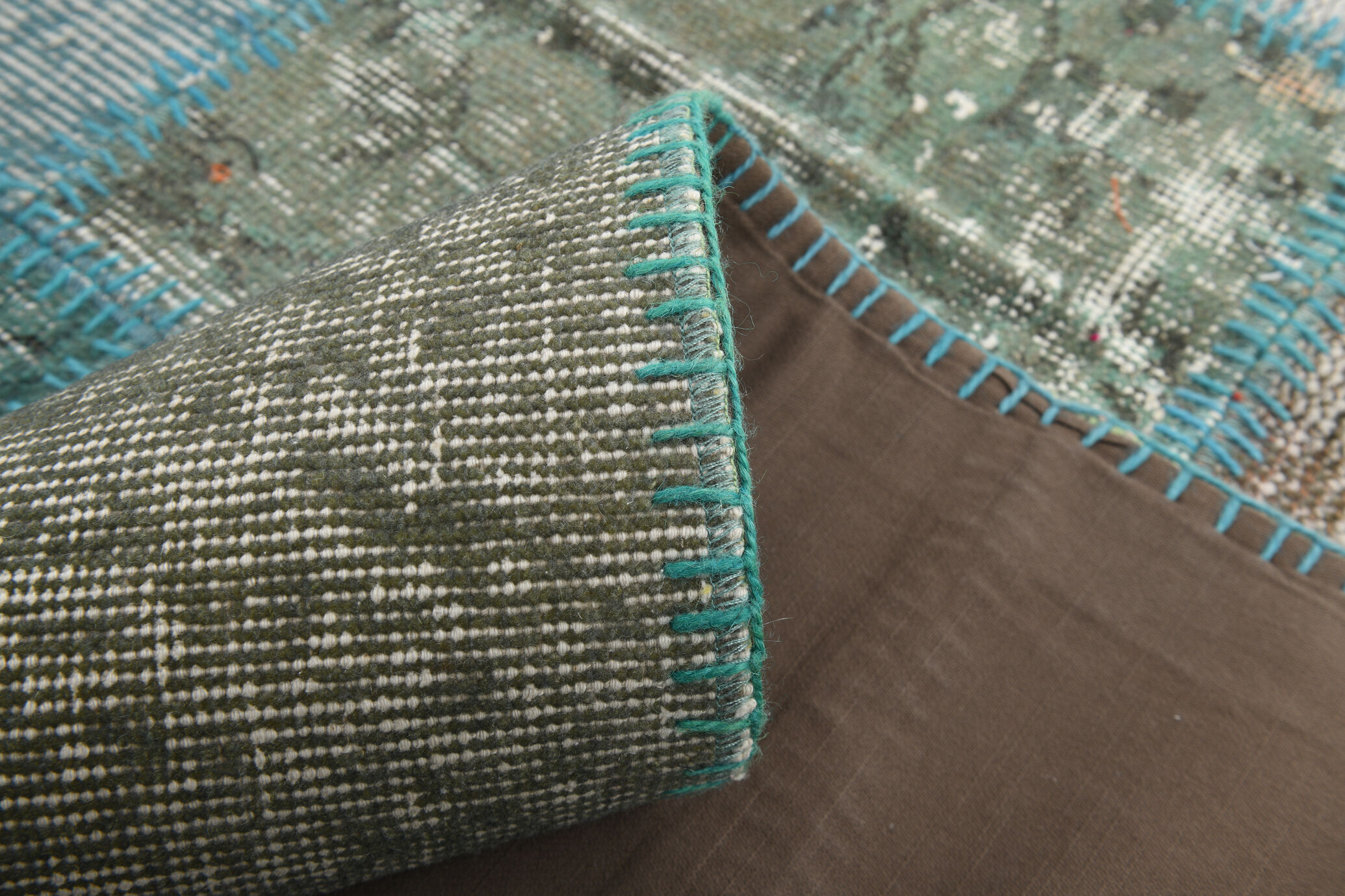 7x10 oversize teal green vintage rug 300x207cm