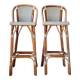 Vintage Gaty bar stools in two-tone rattan and caning.