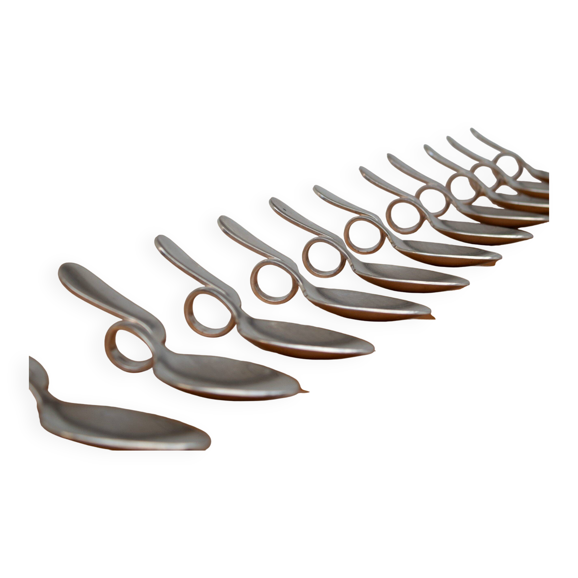 12 cuillères de dégustation en argent de Broggi Milano