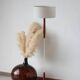 Vintage Scandinavian lamp in teak/chromed metal/cotton