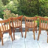 Suite of four foot bistro chairs with hoops / vintage 40s-50s