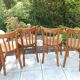 Suite of four foot bistro chairs with hoops / vintage 40s-50s