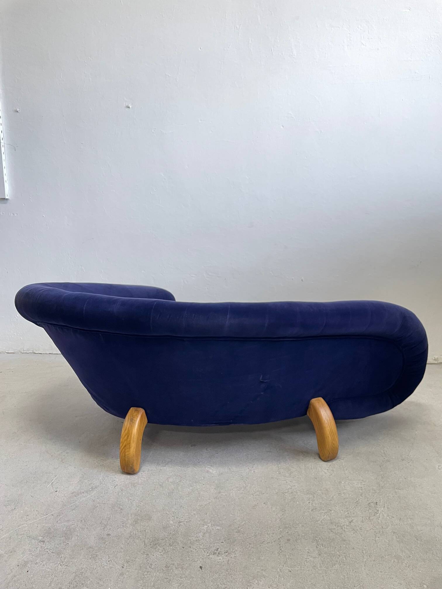 Vintage Organic Form Curved Velvet Sofa, Late 20th Century