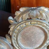 Ancient altar candlestick with gilded wooden cartagloria, 18th century.