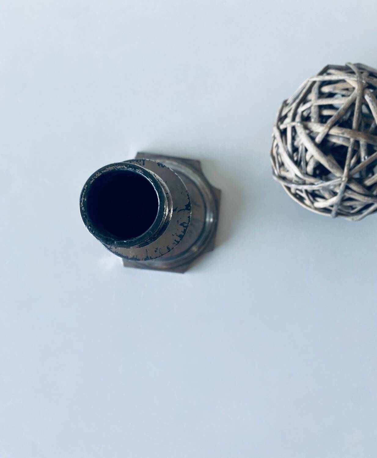 Silver metal candle holder