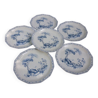 Lot 6 assiettes plates pocelaine de limoges bernardaud modèle reflets