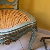 Venetian chair in patinated wood and redone caning
