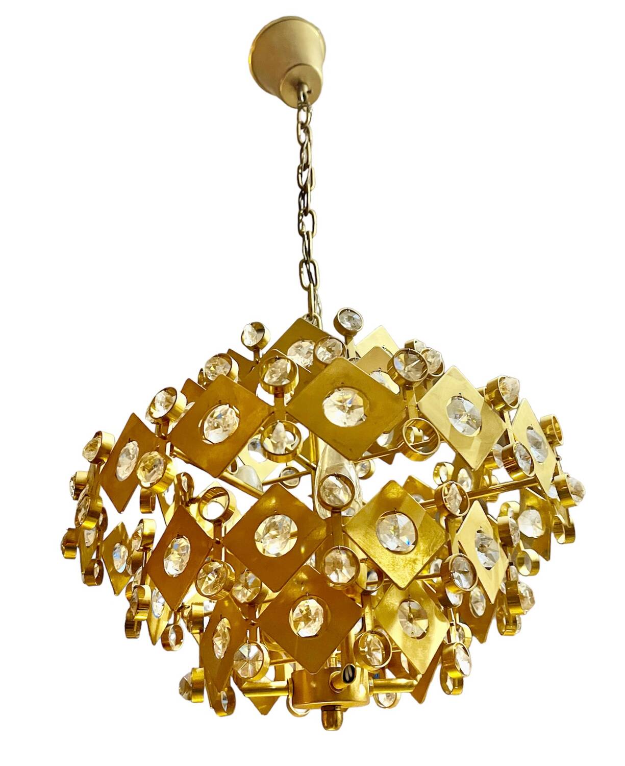 Brutalist Palwa crystal and gilt chandelier, 1960s