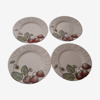 4 plates Queens dining model Fruit garden strawberries diam 27,5 cm