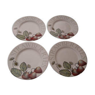 4 assiettes queens dining modèle fruit garden strawberries diam 27,5 cm