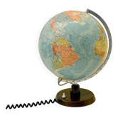 Globe terrestre lumineux de RÄTH en verre, bois et métal, Allemagne 1975