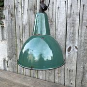 Industrial Green enamel Factory Pendant Lamp OBg-3,  1960s