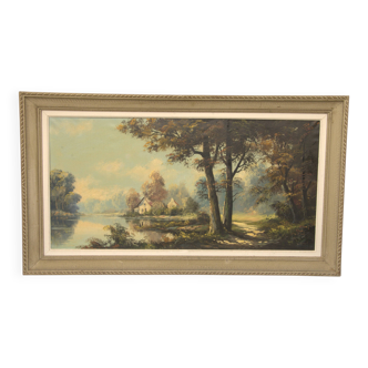 Landscape painting, oil on canvas signed L. Morin.