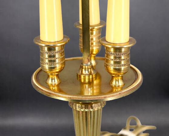 Bronze Bouillotte Lamp in Empire Style with Metal Shade