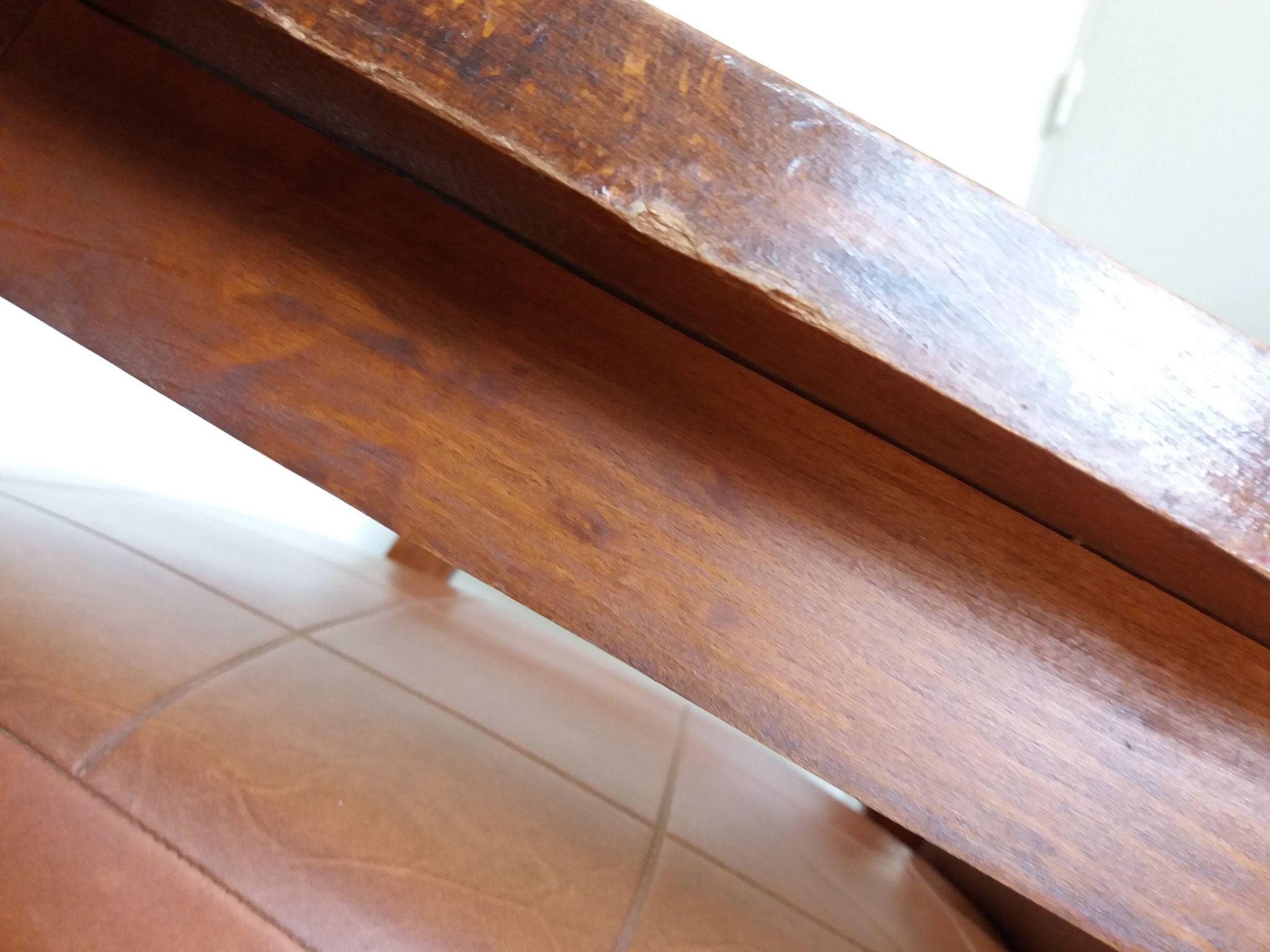 Scandinavian brown skai and wood armchair