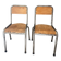Pair of vintage adult school chairs in patinated metal