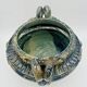 Large footed bowl in green and blue glazed ceramic