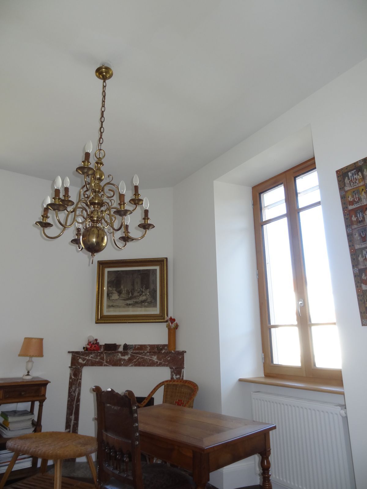 "Dutch" gold metal chandelier with 9 light arms - 1960