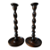 Pair of Barley Twist candlesticks in oak – English style, circa 1950