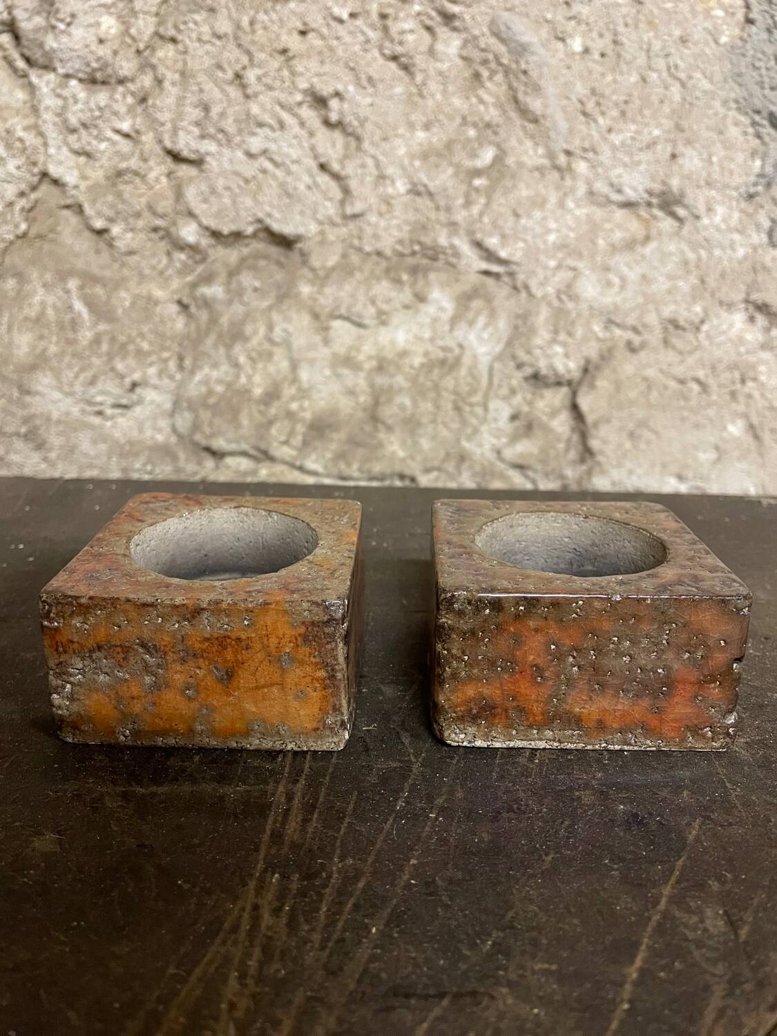 Pair of vintage candlesticks by spadaro – glazed ceramic